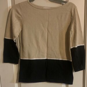 Casual Corner Beige and Black Color Block Sweater